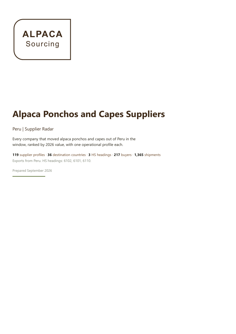 Peru Alpaca Ponchos and Capes Suppliers Radar cover